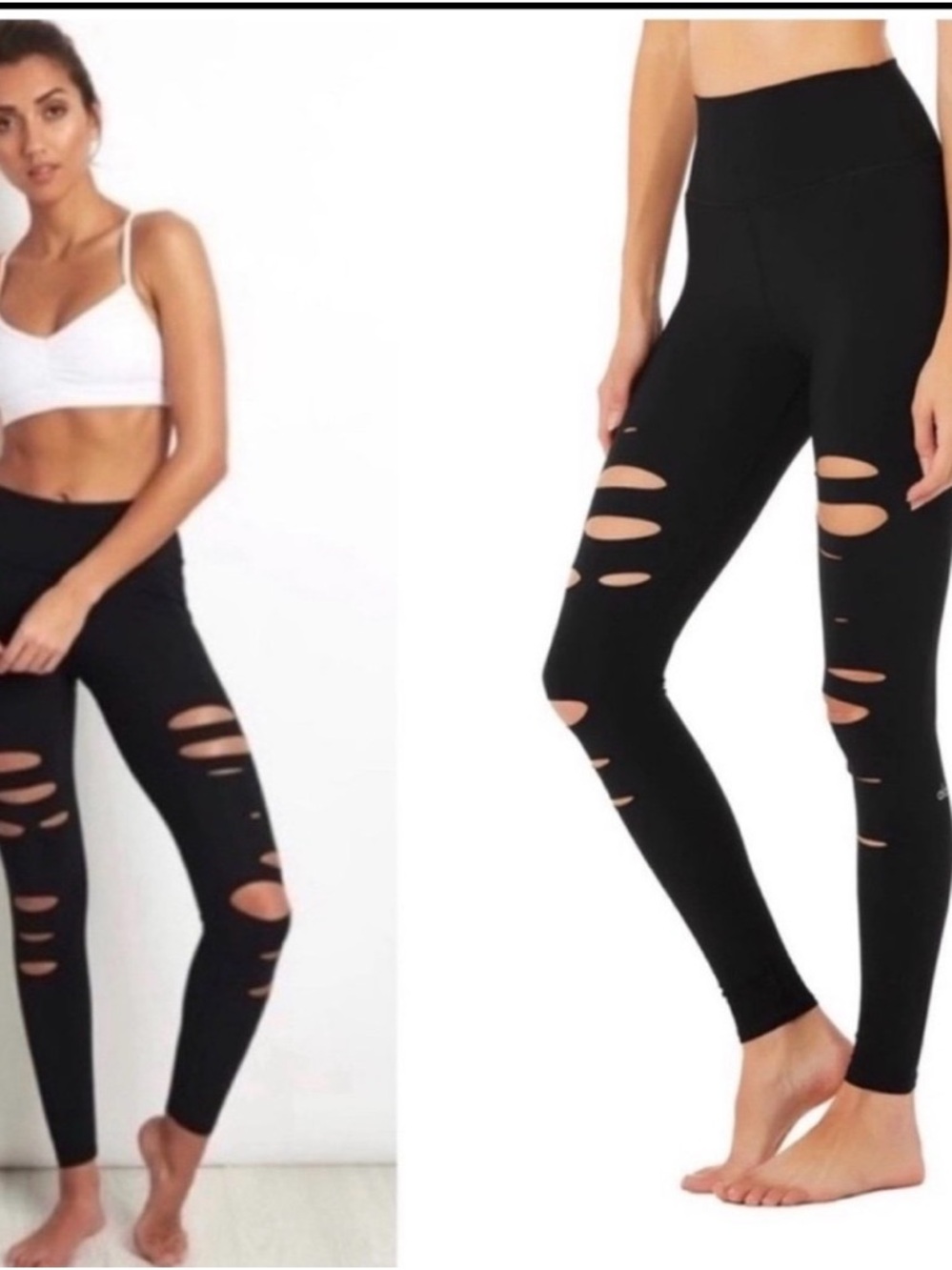 ALO Yoga Navy Ripped High-Waist Leggings